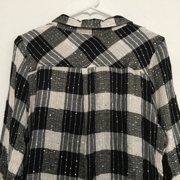 Style & Co. T-Shirt Plaid Check Button Down Black White Plus Size 1X - Picture 14 of 14